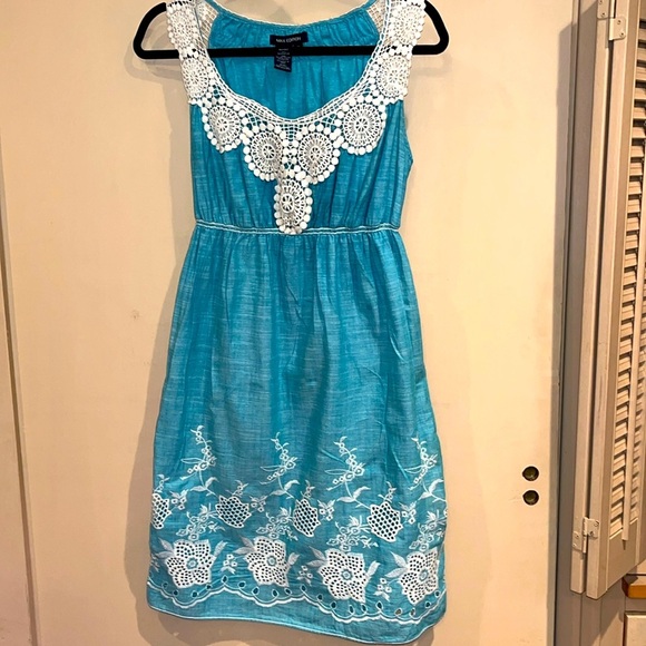 Max Edition summery dress teal color size medium 100% cotton outer, lined - Picture 1 of 6